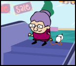 escalator Boyscout aide une vieille dame