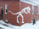 mur Squelette de dinosaure en neige