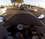 imprudent Un motard imprudent évite un accident