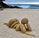 sable Femme de galets sur la plage