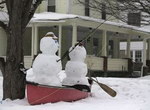 neige bonhomme peche Des bonhommes de neige pêchent