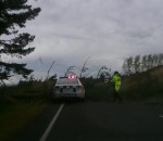 voiture route chute Un arbre tombe près de deux policiers