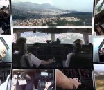 dix 10 caméras filment le cockpit d'un avion pendant un atterrissage