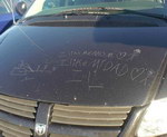 capot voiture Message d'amour d'un enfant sur une voiture