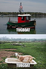 remorqueur bateau chevre Tugboat vs Tubgoat