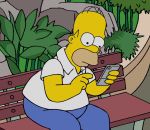 homer Homer Simpson joue à Pokémon Go au zoo