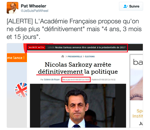 candidat politique Nicolas Sarkozy annonce sa candidature à l'élection présidentielle de 2017