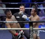 thai Un arbitre amortit la chute d'un boxeur KO