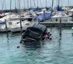 neuchatel Sauvetage du conducteur d'une voiture dans le lac de Neuchâtel