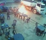 vidéo station service feu cigarette camion incendie